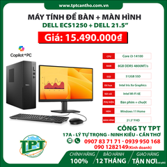 Máy tính để bàn DELL ECS1250 DS-14100-8-512G (i3-14100/ Ram 8GB/ SSD 512GB/ Windows 11 Home) + Màn hình dell 21.5