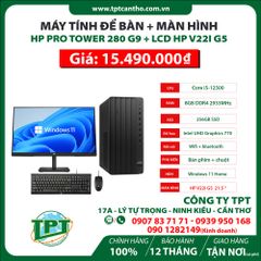 Máy tính để bàn HP Pro Tower 280 G9 + Màn hình vi tính HP V22i G5, 21.5 inch