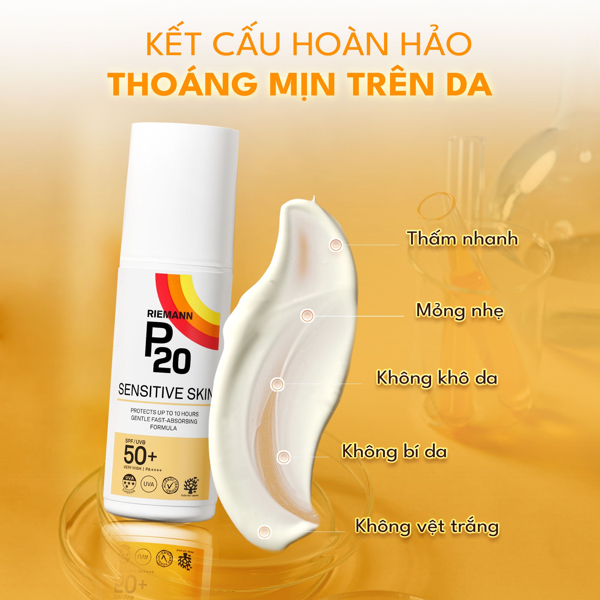  Kem chống nắng phổ rộng Riemann P20 Sensitive Skin SPF 50+ PA ++++ 100ml dành cho mọi loại da 