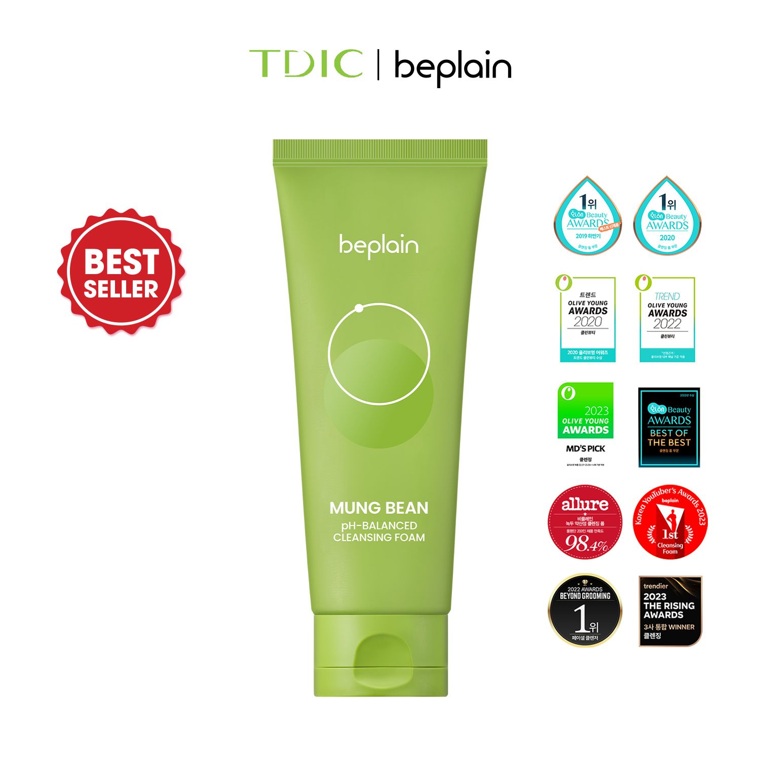  BEPLAIN Sữa Rửa Mặt Sạch Sâu Dịu Nhẹ Mung Bean pH-Balanced Cleansing Foam 160ml 