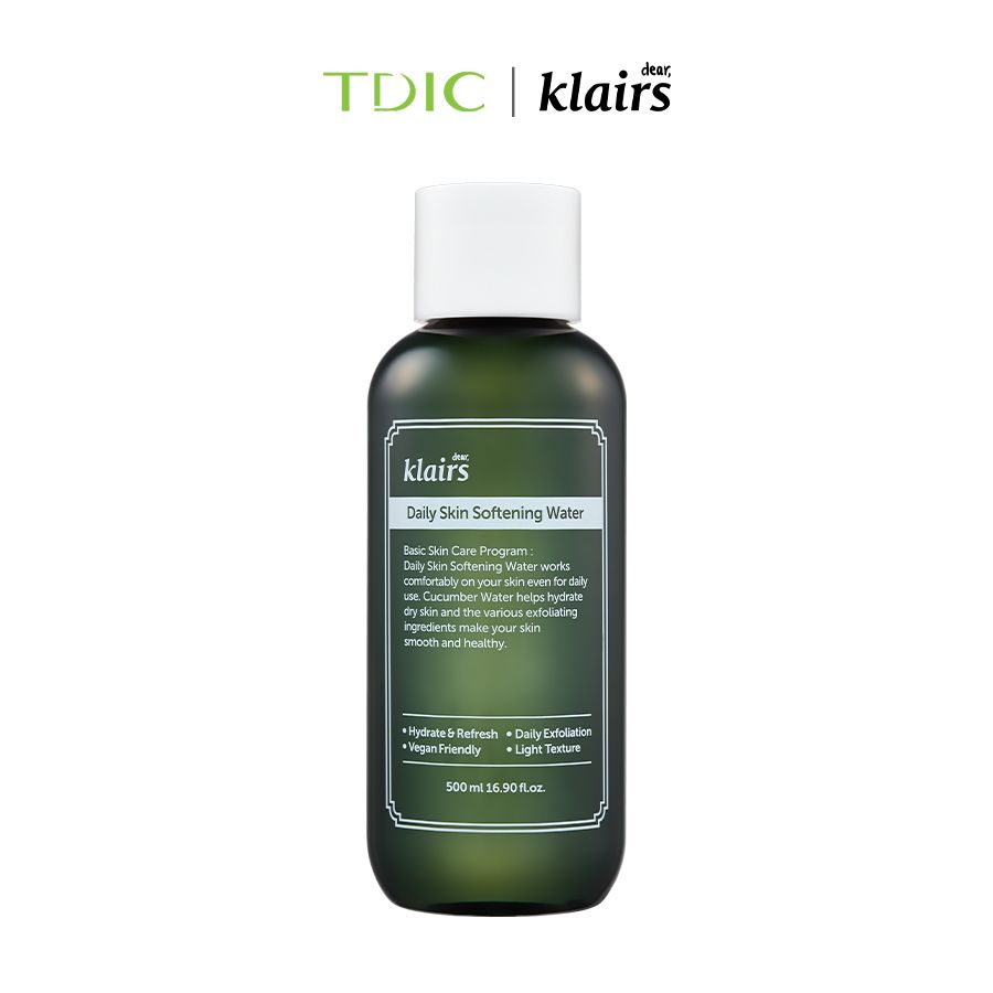  Dear, Klairs Nước hoa hồng Daily Skin Softening Water 500ml 