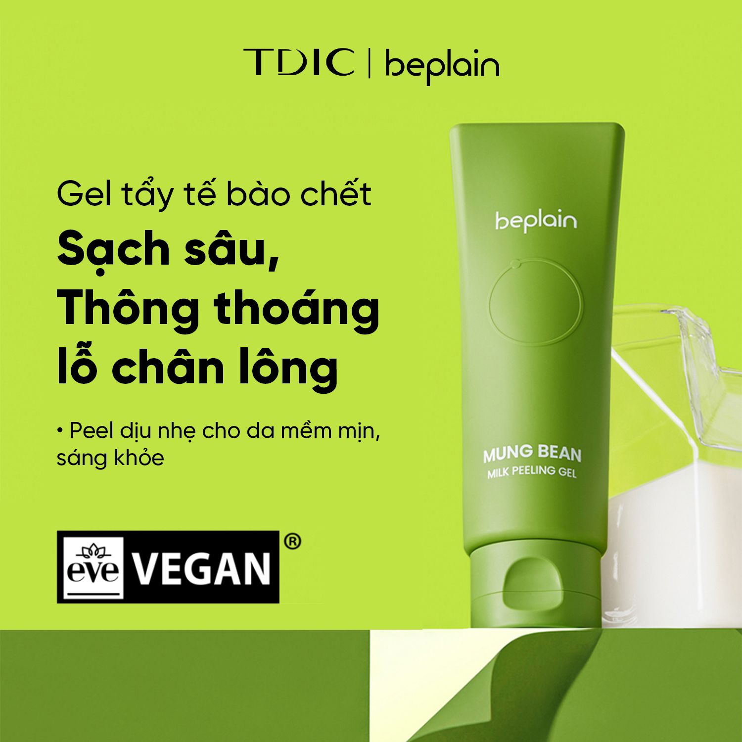  Gel Tẩy Da Chết Vật Lí Dịu Nhẹ Mung Bean Milk Peeling Gel BEPLAIN 120ml 