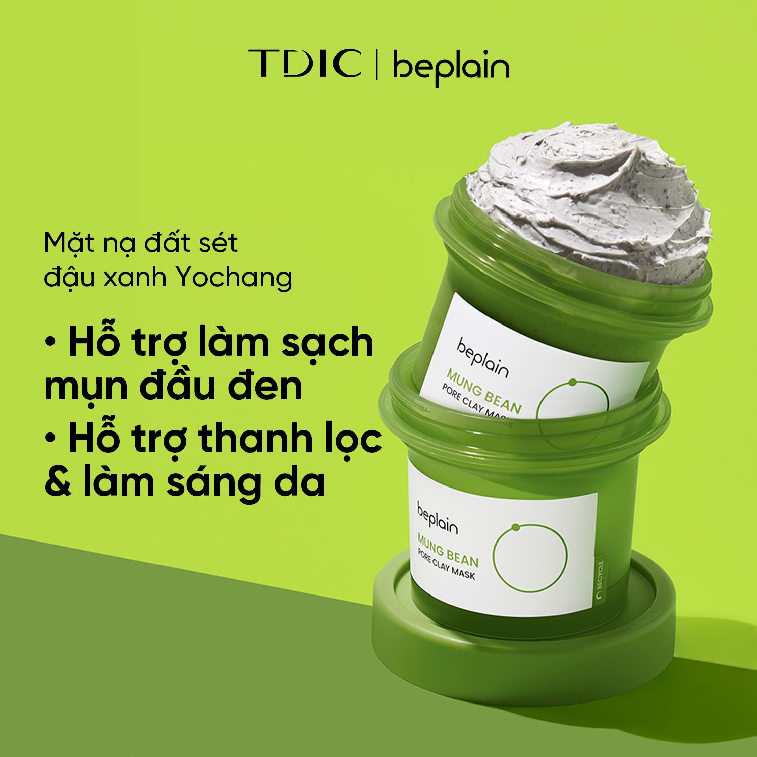  Mặt Nạ Đất Sét Sạch Sâu, Giảm Mụn Đầu Đen BEPLAIN Mung Bean Pore Clay Mask 120ml 