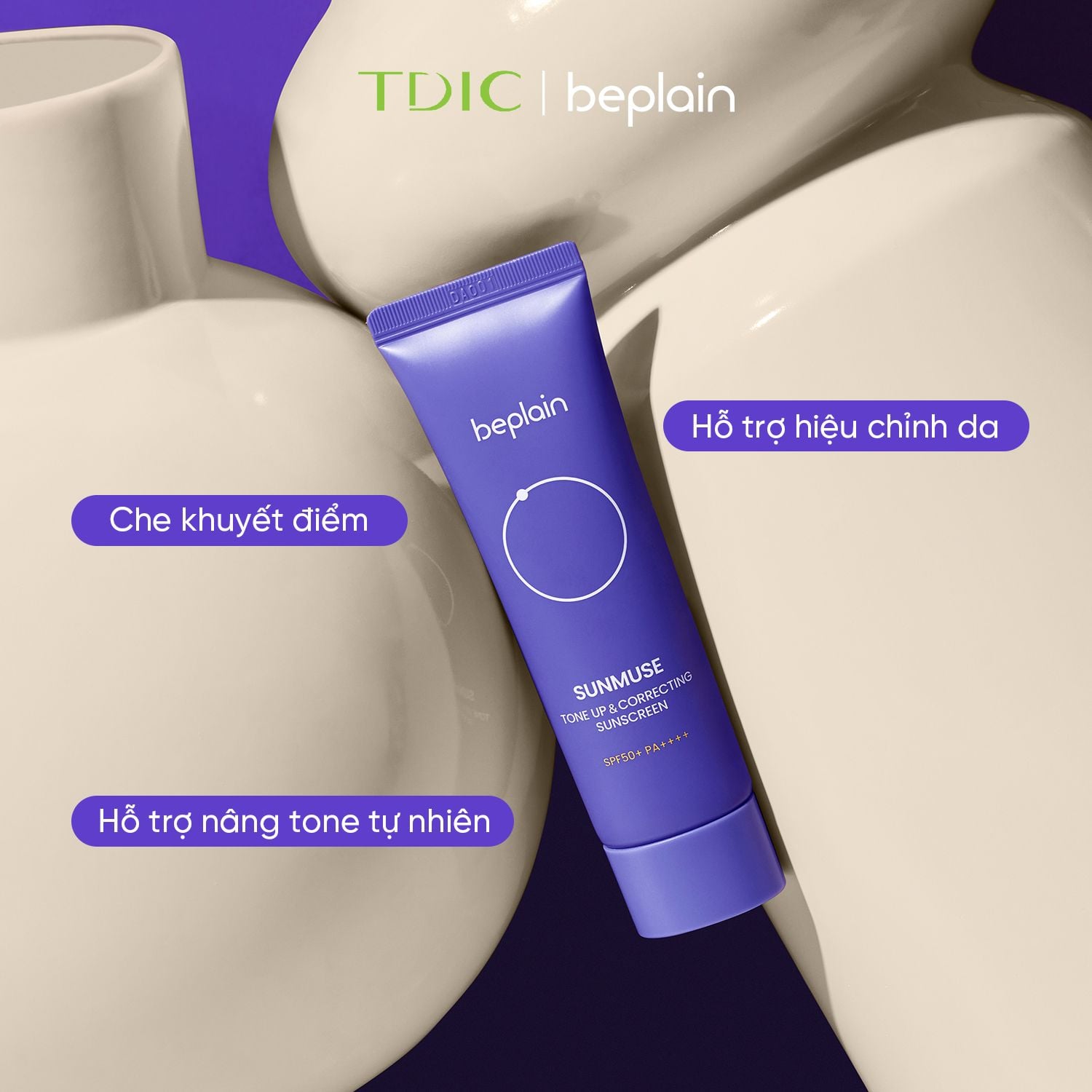  Kem Chống Nắng Nâng Tone & Hiệu Chỉnh Da BEPLAIN Sunmuse Tone Up & Correcting Sunscreen SPF50+ PA++++ 50ml 