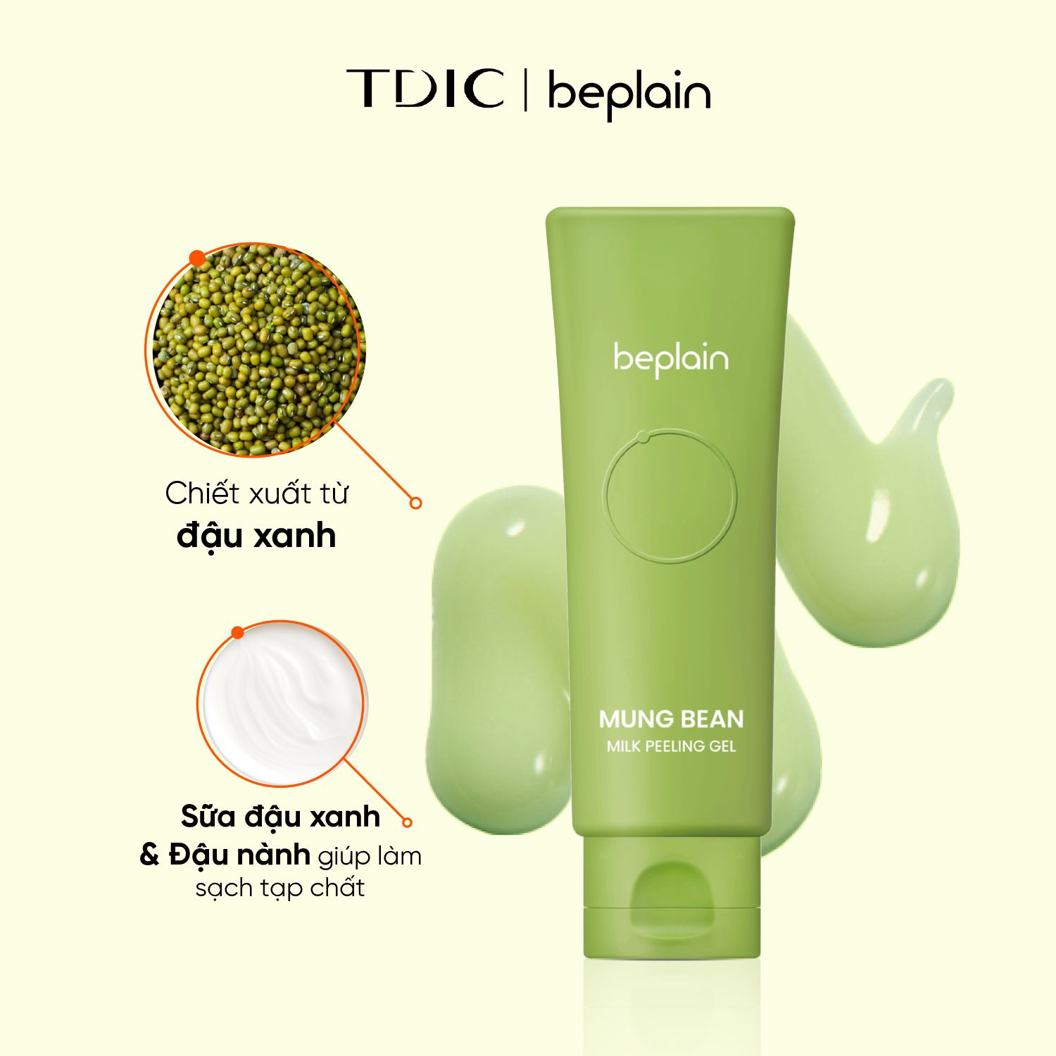  Gel Tẩy Da Chết Vật Lí Dịu Nhẹ Mung Bean Milk Peeling Gel BEPLAIN 120ml 