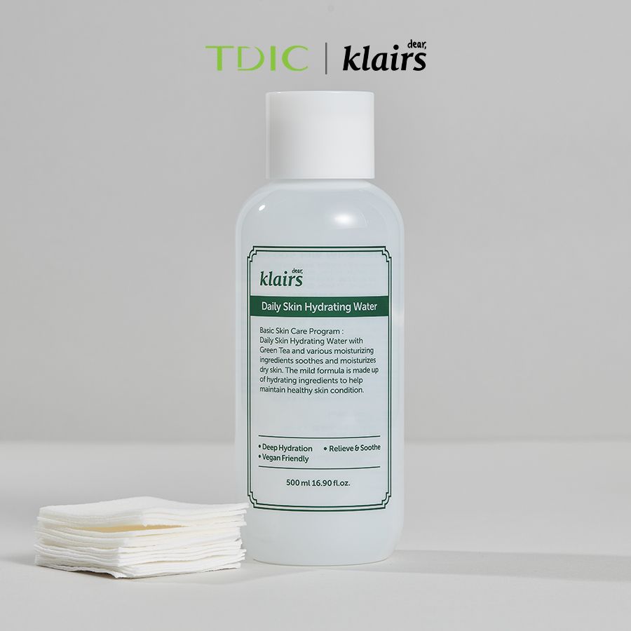  Dear, Klairs Nước hoa hồng Daily Skin Hydrating Water 500 ml 