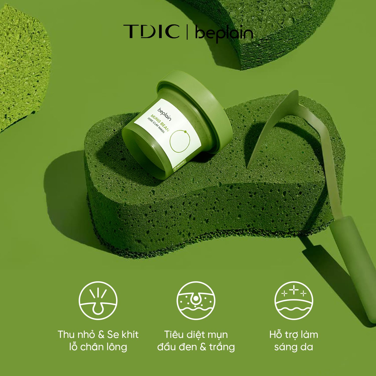  Mặt Nạ Đất Sét Sạch Sâu, Giảm Mụn Đầu Đen BEPLAIN Mung Bean Pore Clay Mask 120ml 