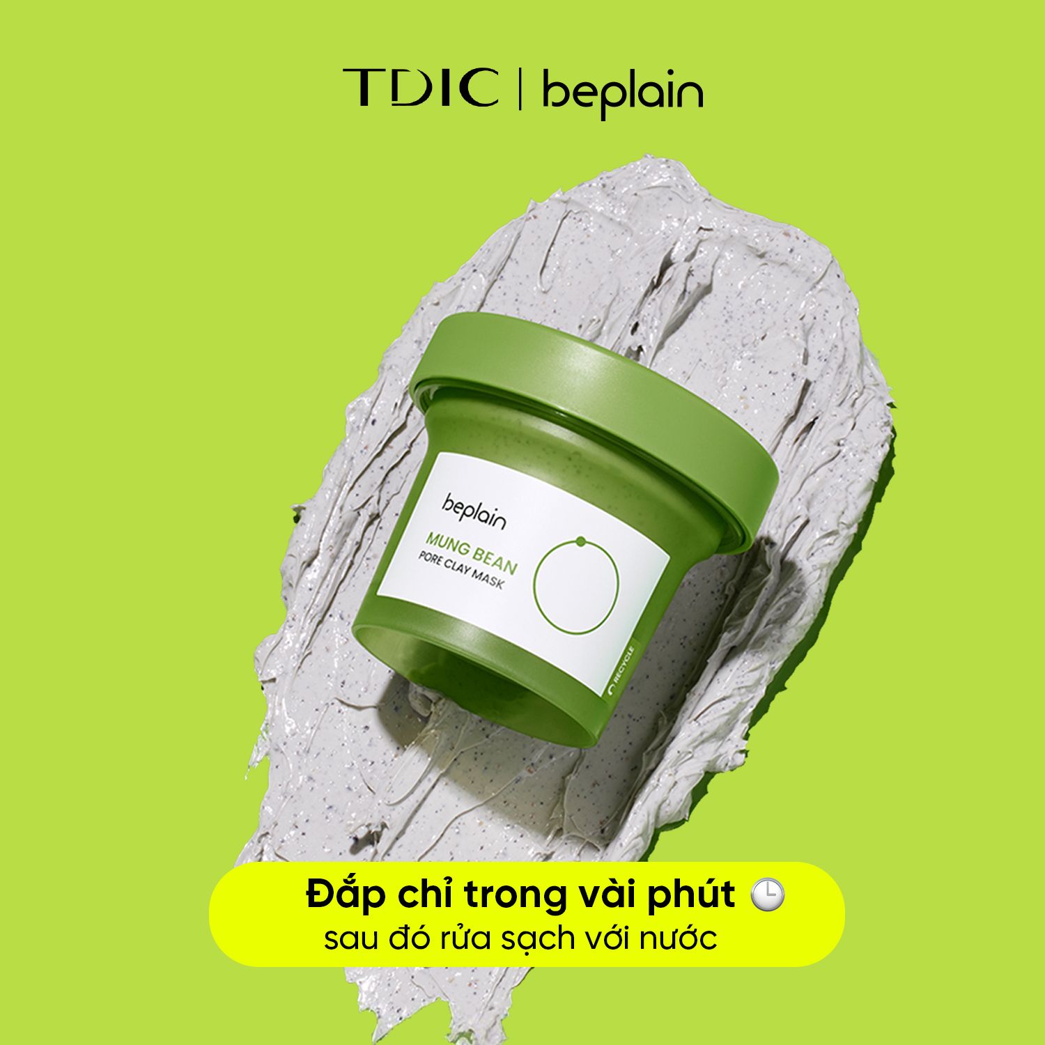  Mặt Nạ Đất Sét Sạch Sâu, Giảm Mụn Đầu Đen BEPLAIN Mung Bean Pore Clay Mask 120ml 