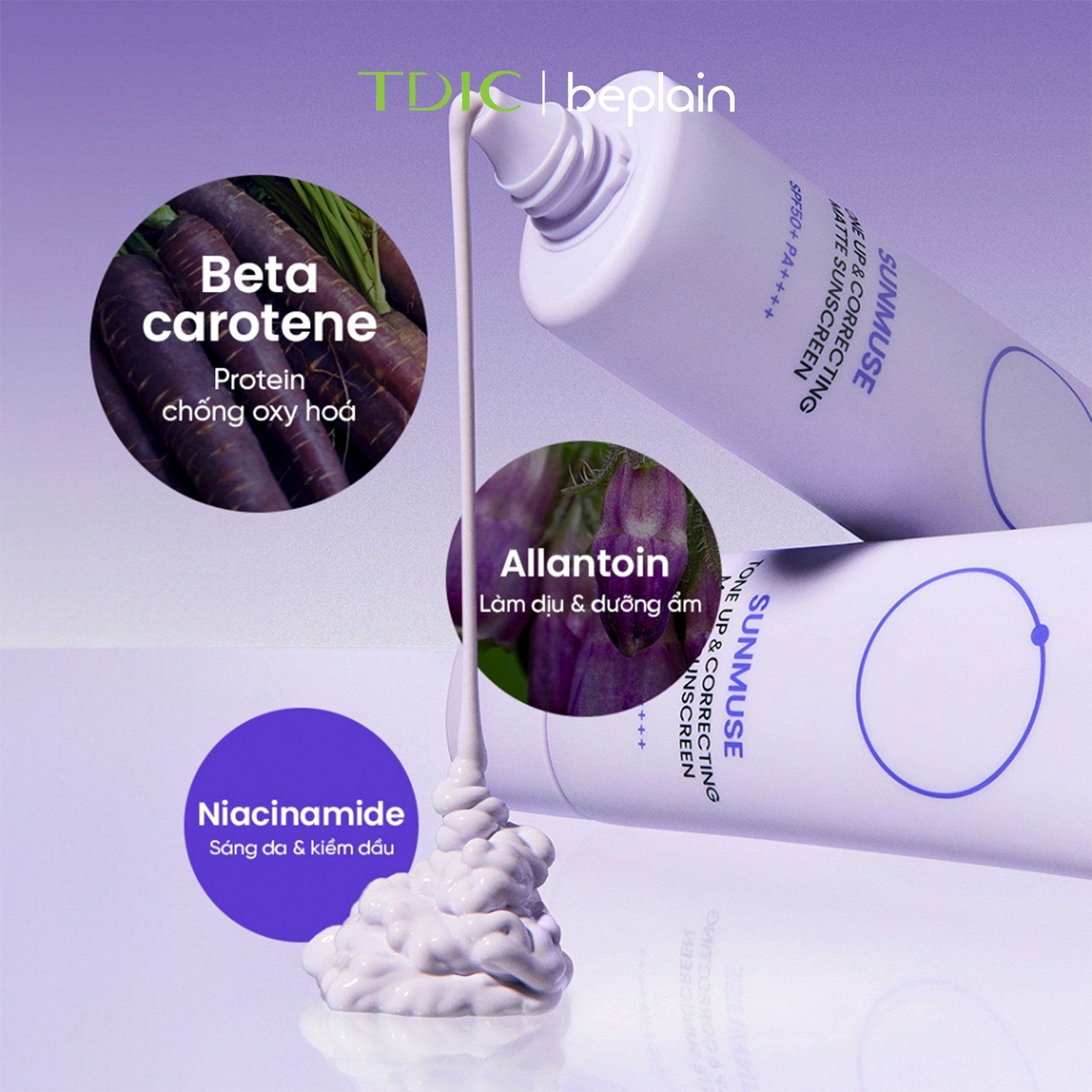  Kem chống nắng BEPLAIN Beplain Kem chống nắng Sunmuse Tone Up & Correcting Matte Sunscreen 