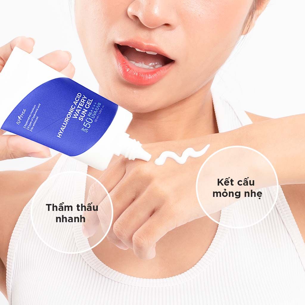  Kem chống nắng hóa học dưỡng ẩm mỏng nhẹ Isntree Hyaluronic Acid Watery Sun Gel 50ml 