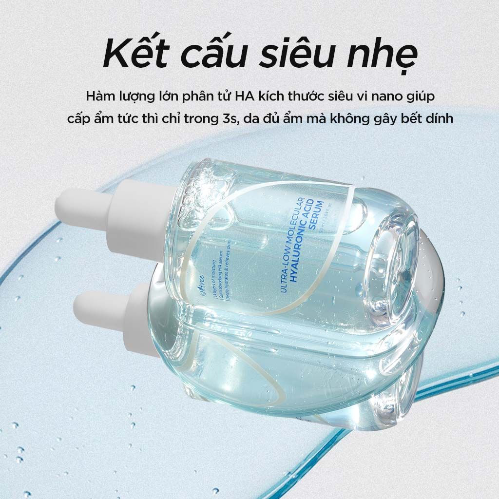  Tinh chất cấp nước chuyên sâu & căng bóng da Isntree Ultra-low Molecular Hyaluronic Acid Serum 50ml 