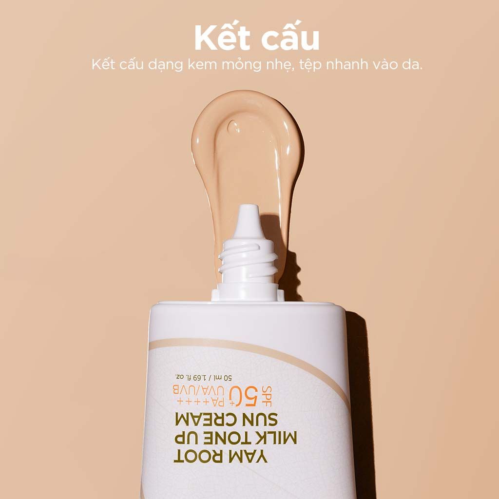  Kem Chống Nắng Vật Lý Thuần Chay Nâng Tone & Bảo Vệ Da Toàn Diện Isntree Yam Root Milk Tone Up Sun Cream 50ml 