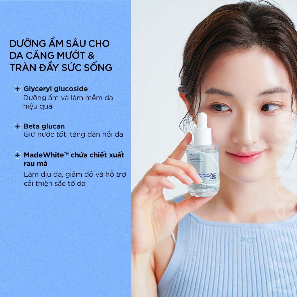  Tinh chất cấp nước chuyên sâu & căng bóng da Isntree Ultra-low Molecular Hyaluronic Acid Serum 50ml 