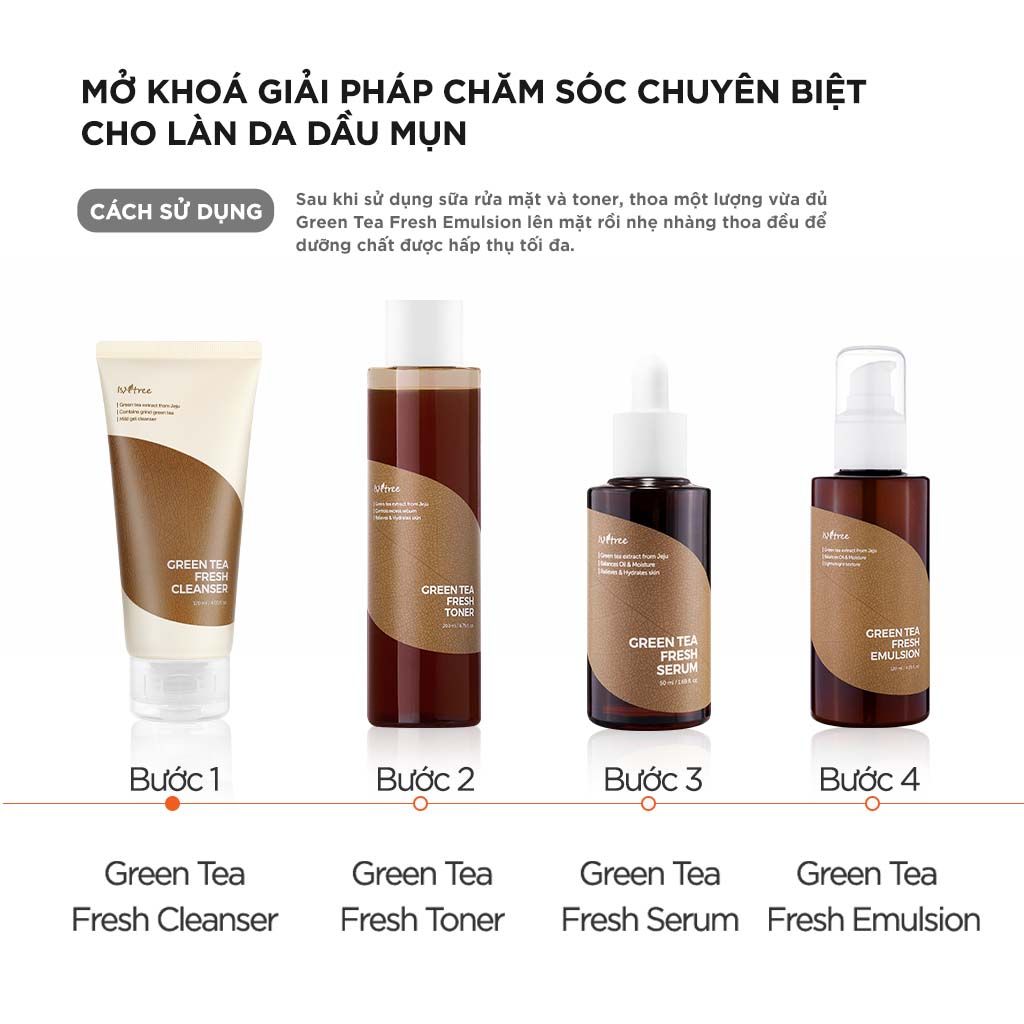  Sữa dưỡng Trà Xanh cấp ẩm Isntree Green Tea Fresh Emulsion 120ml 