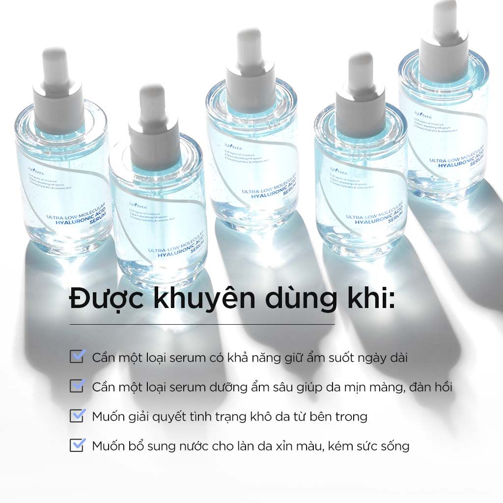  Tinh chất cấp nước chuyên sâu & căng bóng da Isntree Ultra-low Molecular Hyaluronic Acid Serum 50ml 