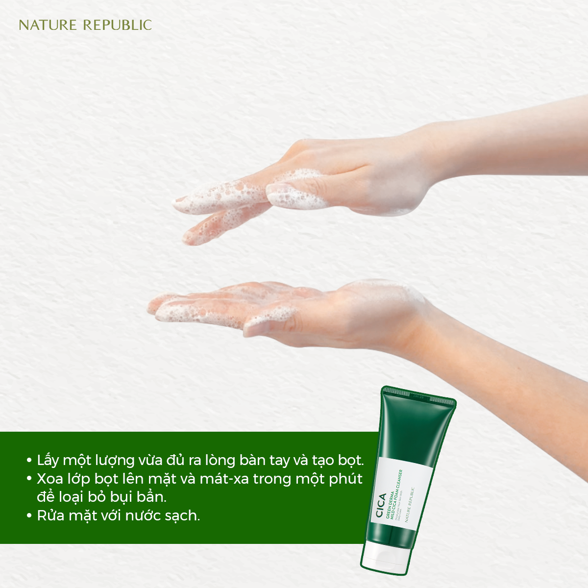  Nature Republic Sữa rửa mặt Green Derma Mild Cica Foam Cleanser 150ml 