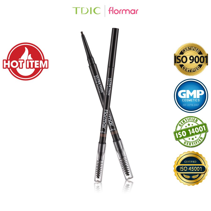 Flormar Chì kẻ mày Ultra Thin Brow Pencil #02 Light Brown 0.14g 