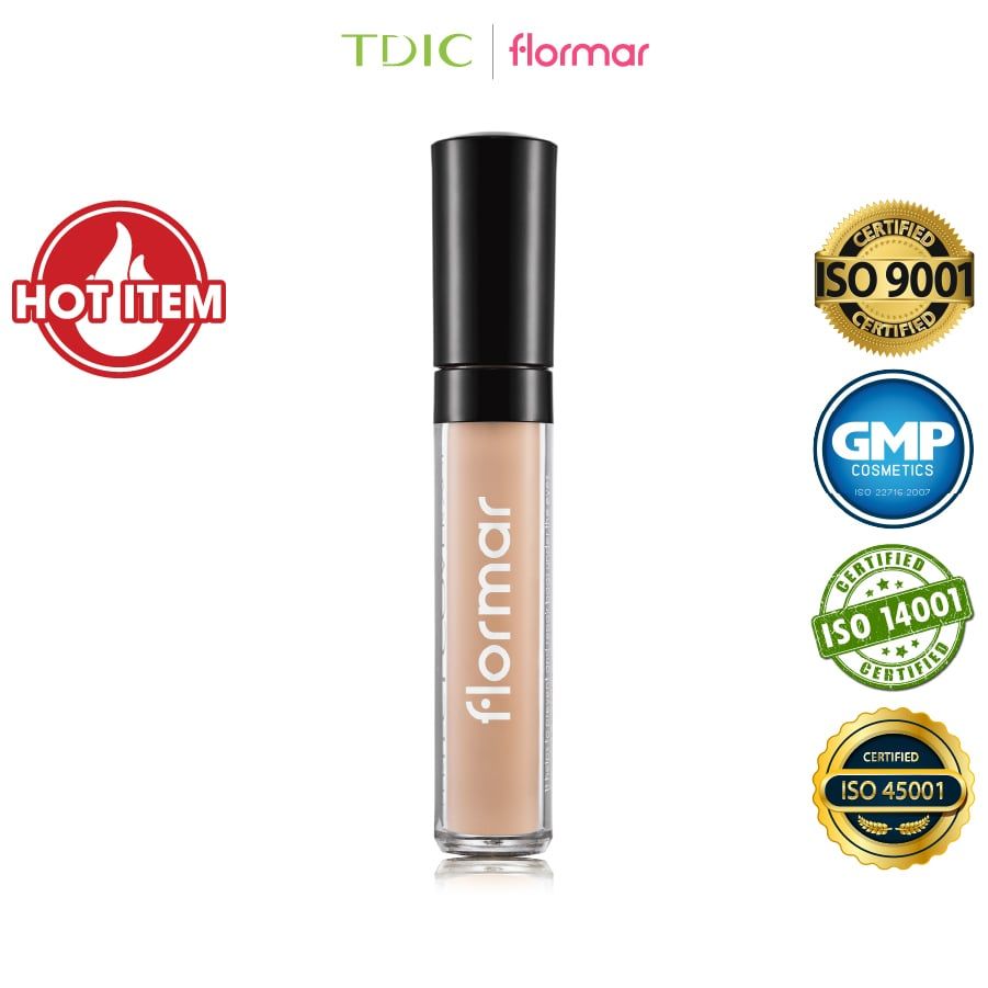  Flormar Che khuyết điểm Perfect Coverage Liquid Concealer # 004 Medium Beige 5ml 