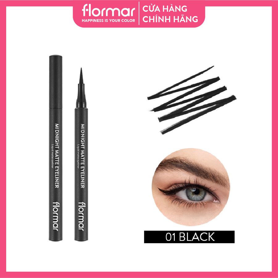  Flormar Bút kẻ mắt Midnight Matte Eyeliner #01 Black 1ml 