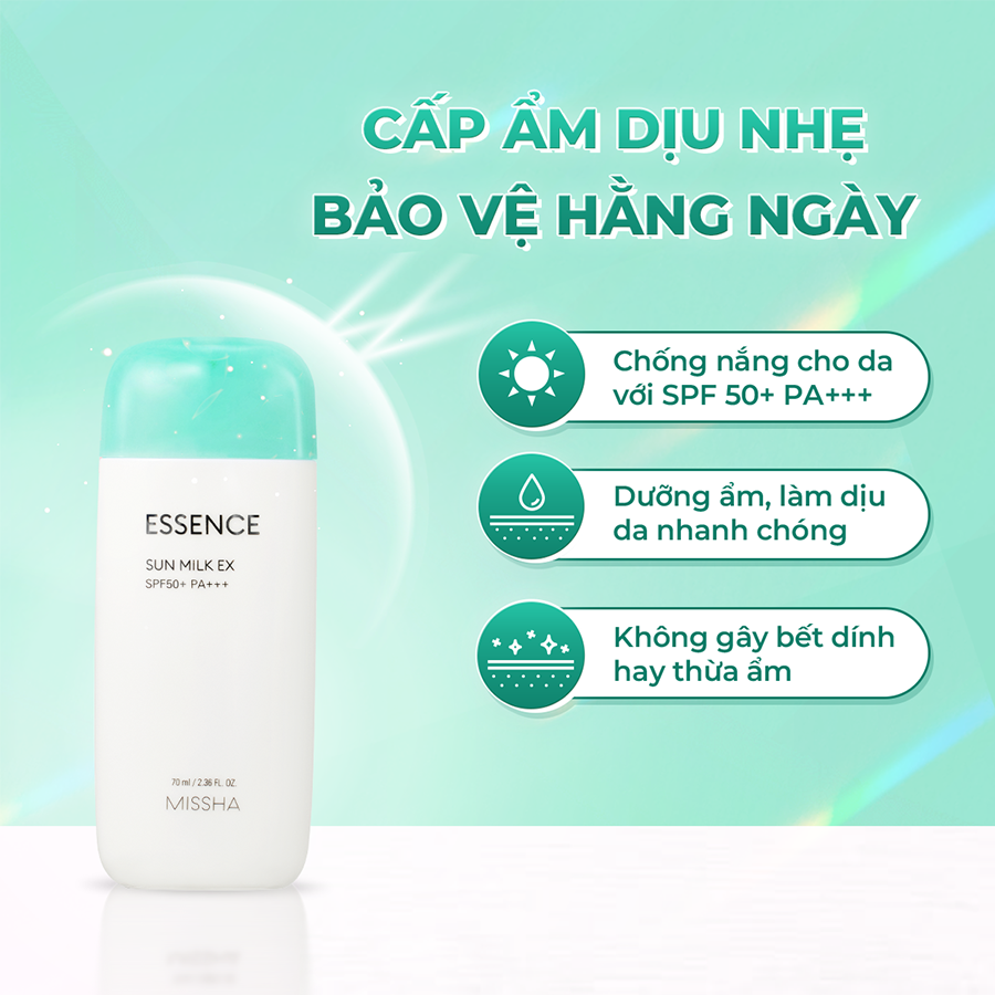  Missha Kem chống nắng All Around Safe Block Essence Sun Milk SPF50+ PA++++ 70ml 