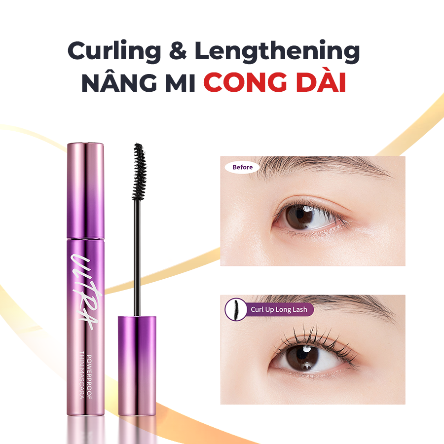  Missha Chuốt mi Ultra Powerproof Thin Mascara Curling & Fixing 9g 