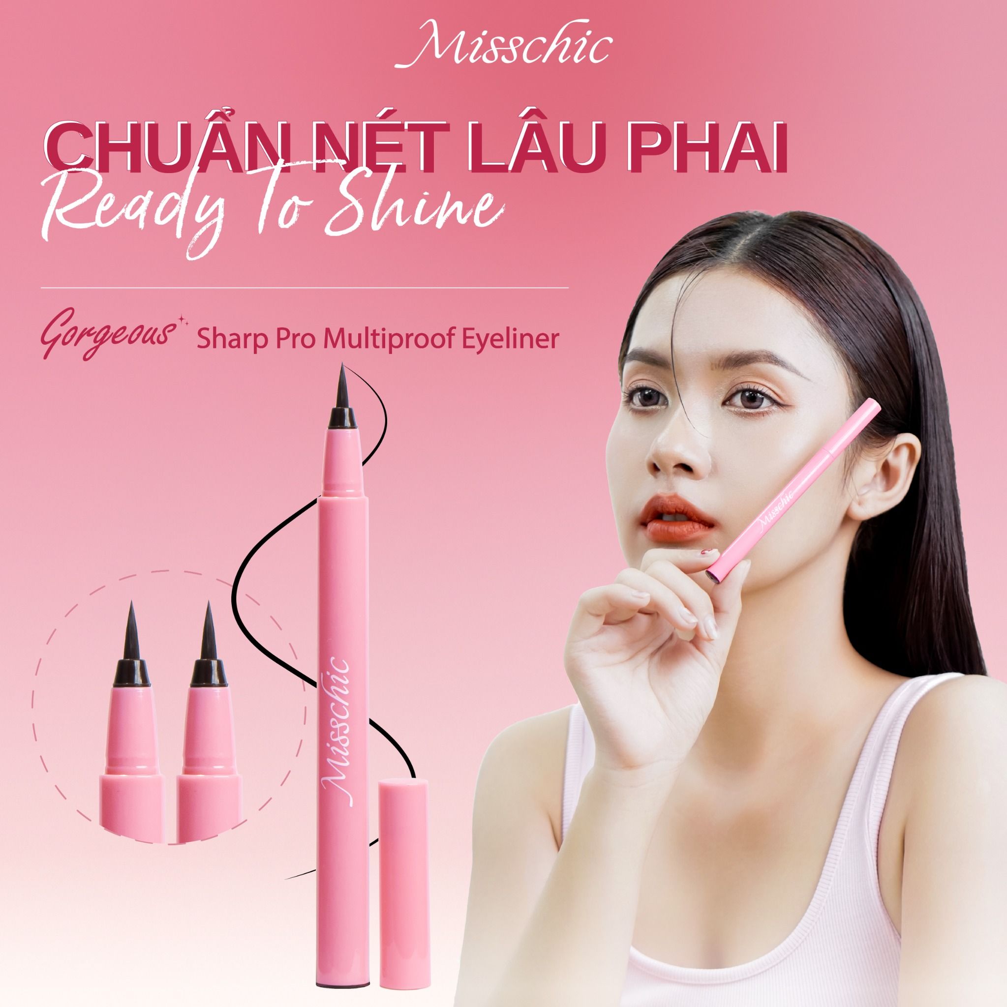  Misschic Kẻ mắt nước Gorgeous Sharp Pro Multiproof Eyeliner 0.5g 02. Brown 