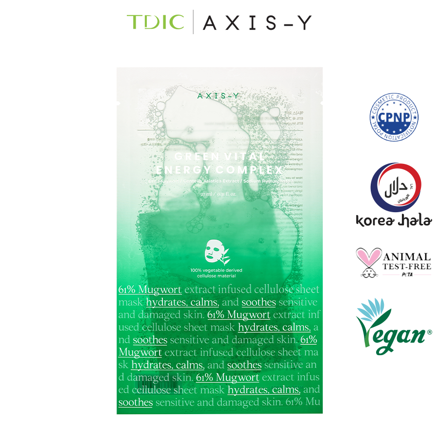  Axis-Y Mặt nạ giấy Mugwort Green Vital Energy Complex Sheet Mask 27ml 