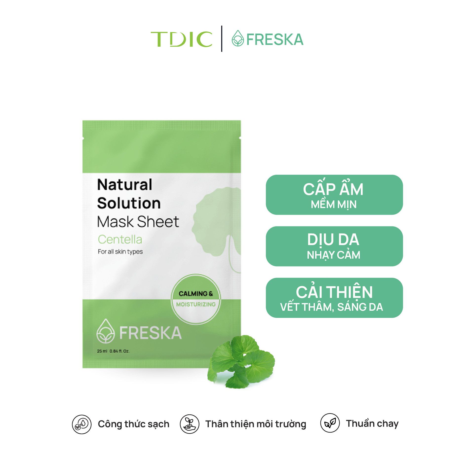  Freska Mặt nạ giấy Natural Solution Mask Sheet Centella 25ml 