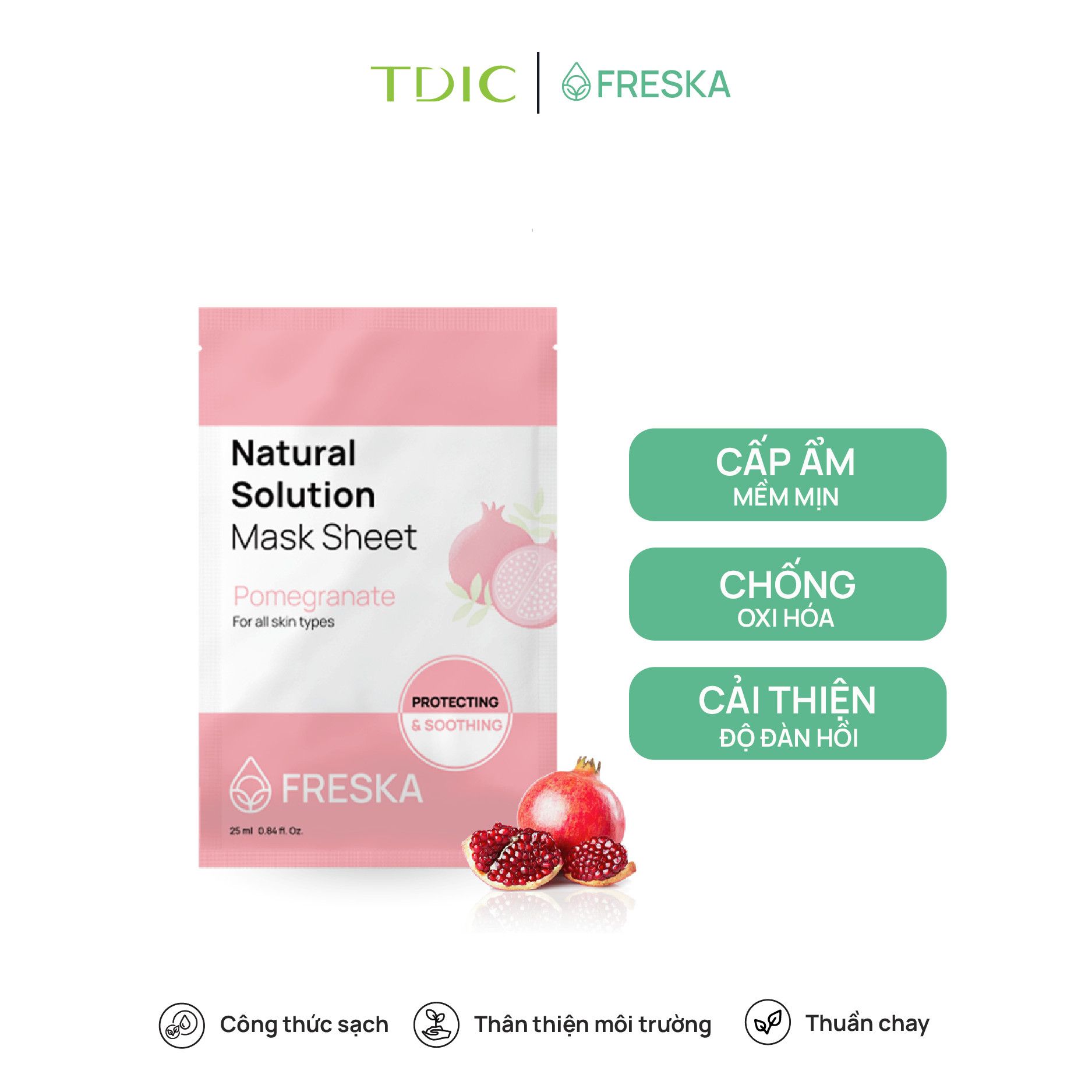  Freska Mặt nạ giấy Natural Solution Mask Sheet Pomegranate 25ml 