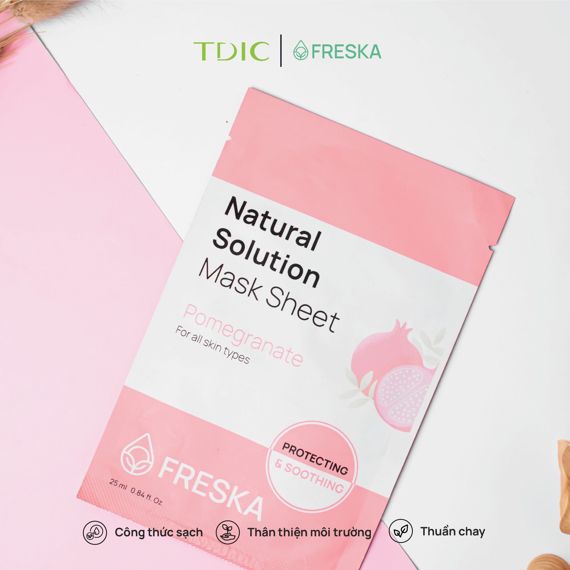  Freska Mặt nạ giấy Natural Solution Mask Sheet Pomegranate 25ml 