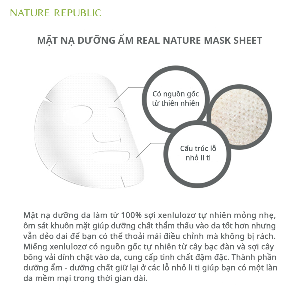  Nature Republic Mặt nạ giấy Real Nature Aloe Mask Sheet 23ml 