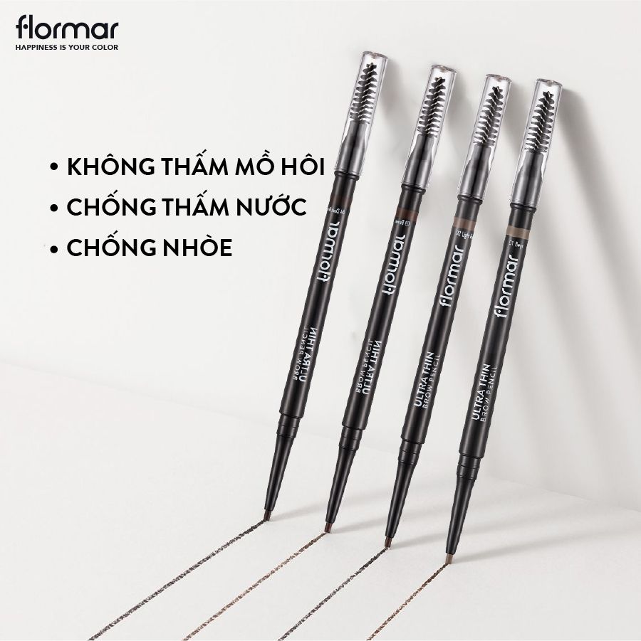  Flormar Chì kẻ mày Ultra Thin Brow Pencil #03 Brown 0.14g 