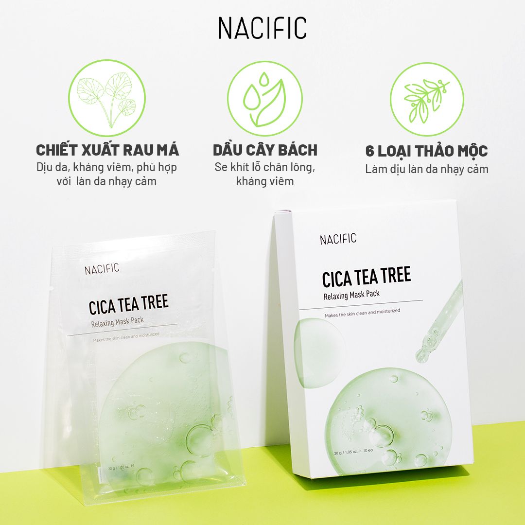  Nacific Mặt nạ Cica Tea Tree Relaxing Mask Pack 30g 