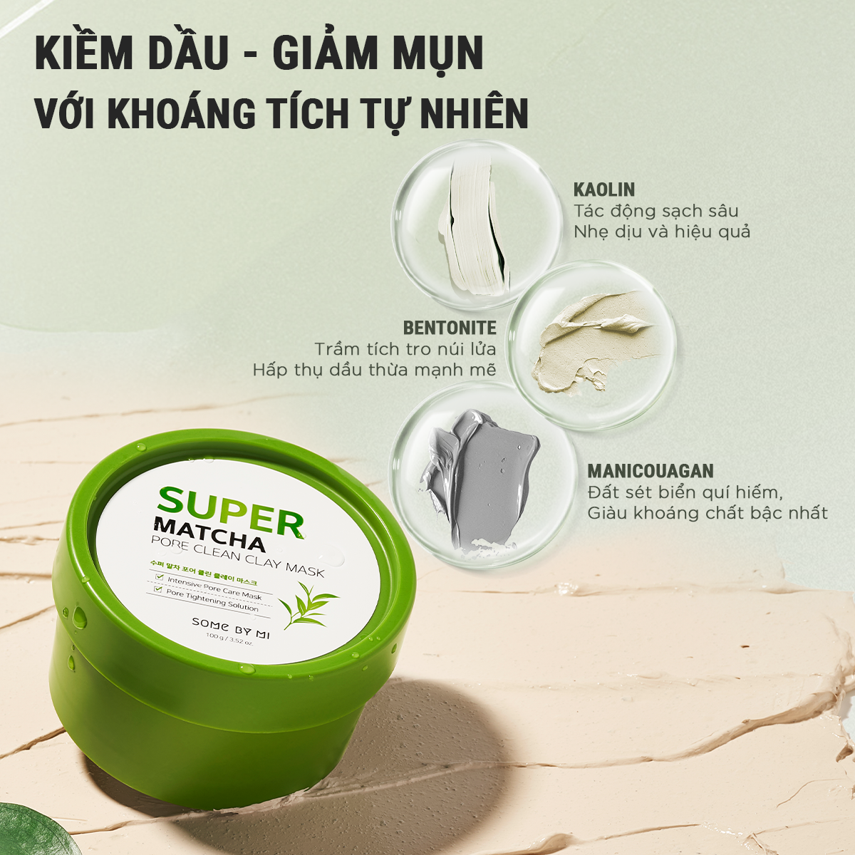  Some By Mi Mặt nạ rửa Super Matcha Pore Clean Clay Mask 100g 