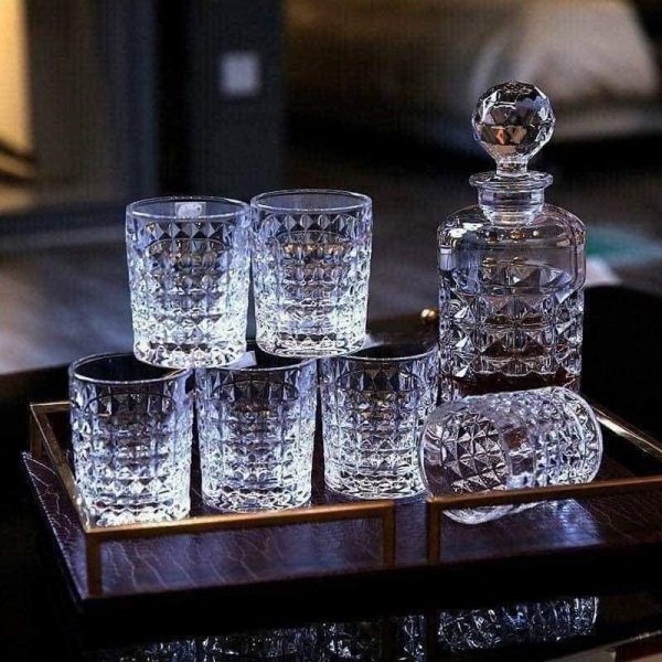 Bộ Bình Ly Whisky Pha Lê Bohemia Diamond – 7 Món
