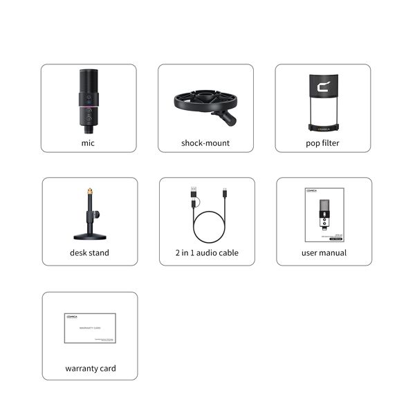  Comica STA-U2D || RGB Cardioid Condenser USB Microphone Kit 
