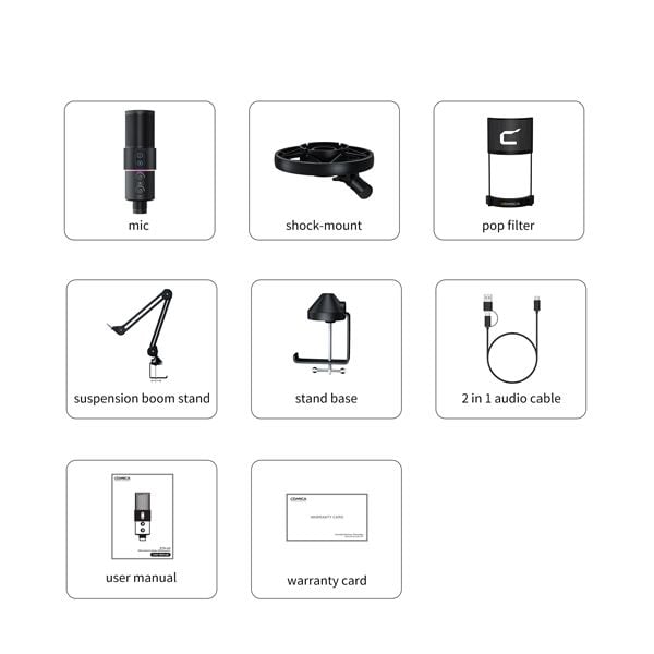  Comica STA-U2A || RGB Cardioid Condenser USB Microphone Kit 