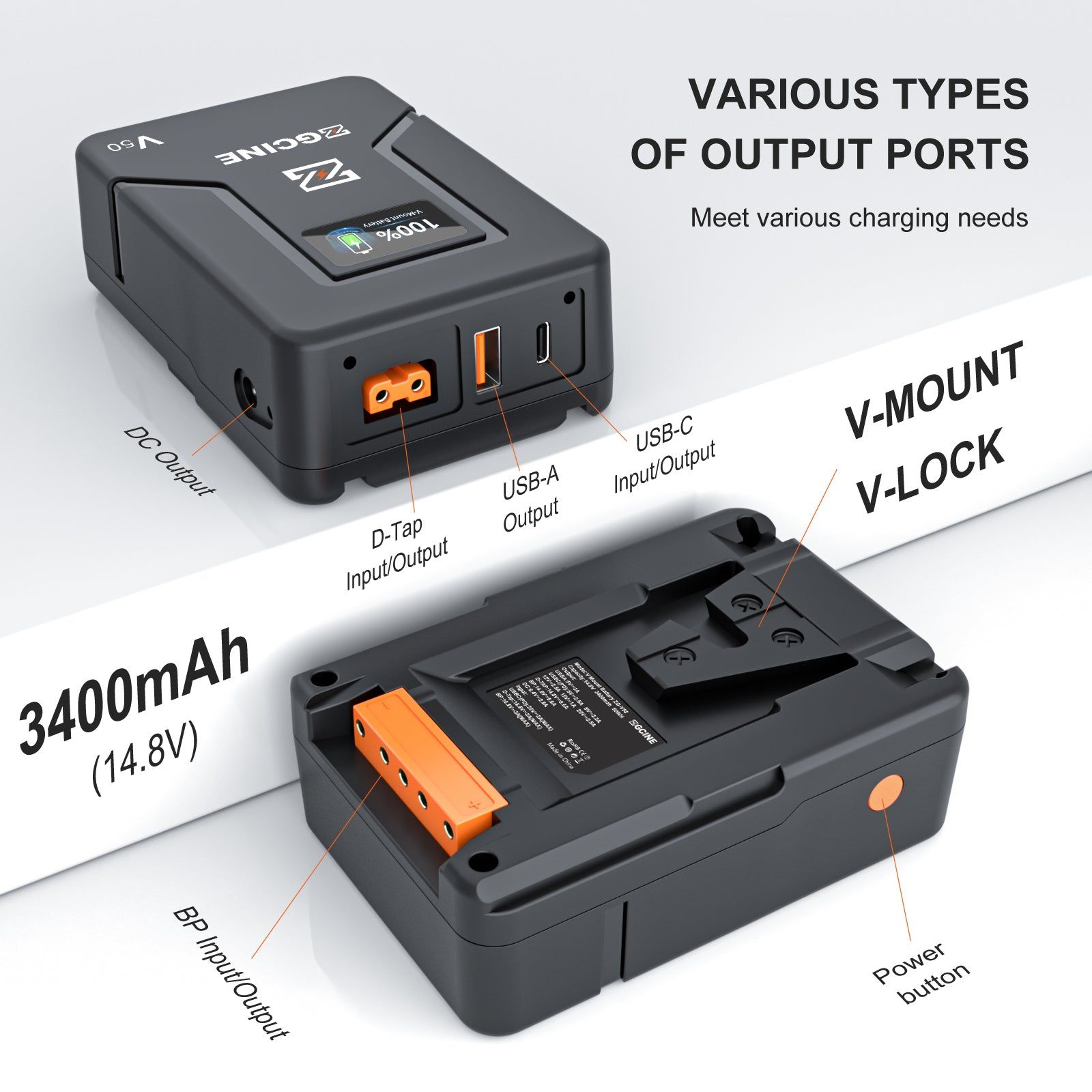  ZG-V50 V-MOUNT BATTERY 50Wh POCKET SIZE WITH PD FAST CHARGING - Pin ZGCINE V50 