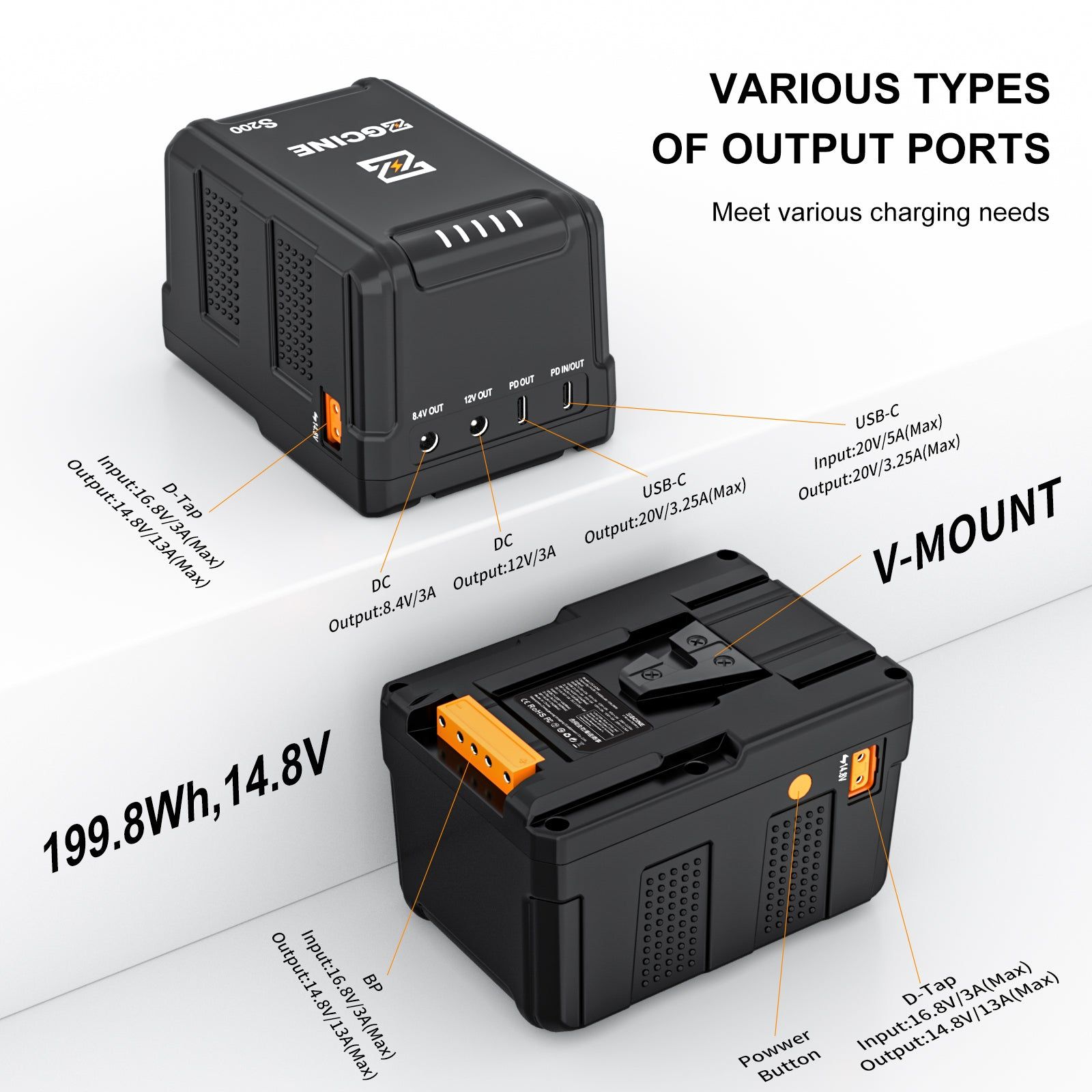  ZG-S200 V Mount Battery - Pin ZGCINE S200 