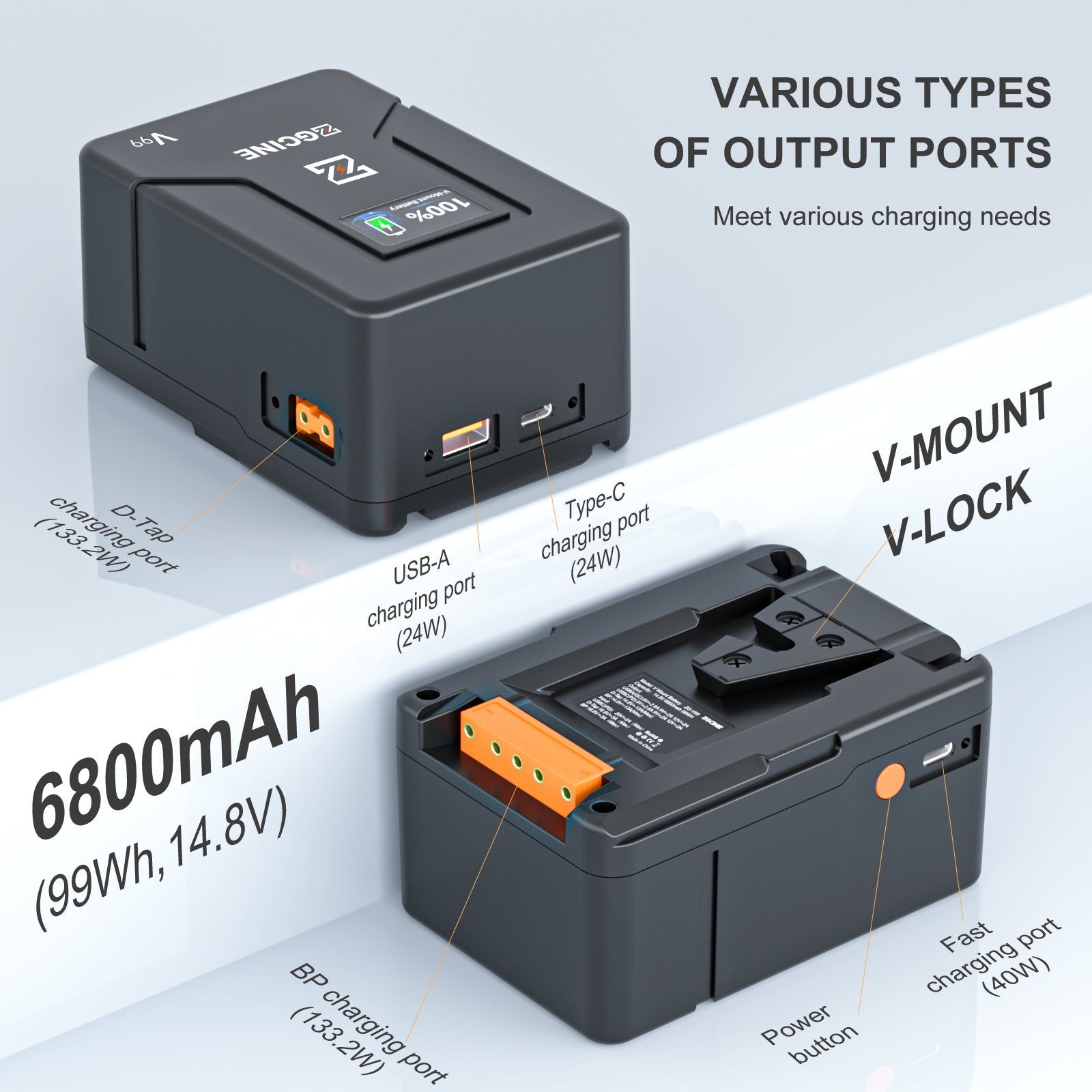  ZG-V99 V-MOUNT BATTERY 99Wh POCKET SIZE WITH PD FAST CHARGING - Pin ZGCINE V99 