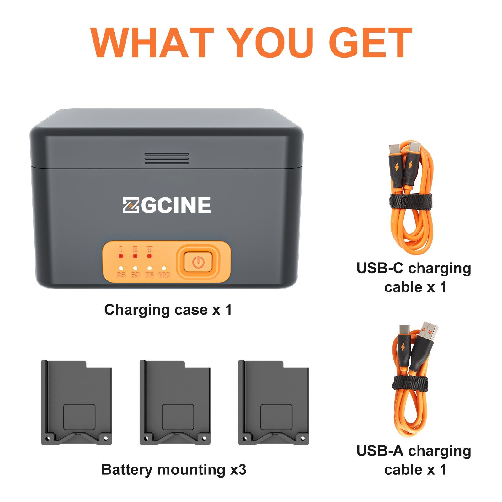  ZGCINE PS-G10 Charging Case for GoPro 11/10/9/8/7/6/5 Battery with 3 Charging Slots 