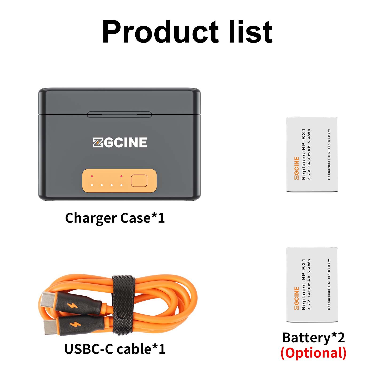  ZGCINE Charging Case for Sony NP-BX1 battery with 2 Charging Slots 