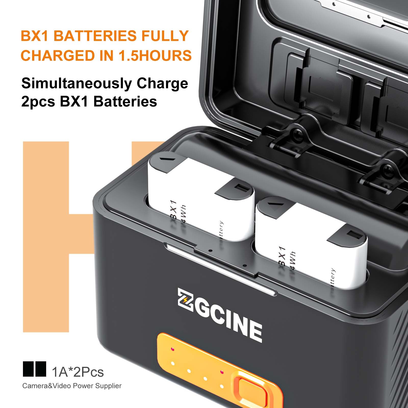  ZGCINE Charging Case for Sony NP-BX1 battery with 2 Charging Slots 