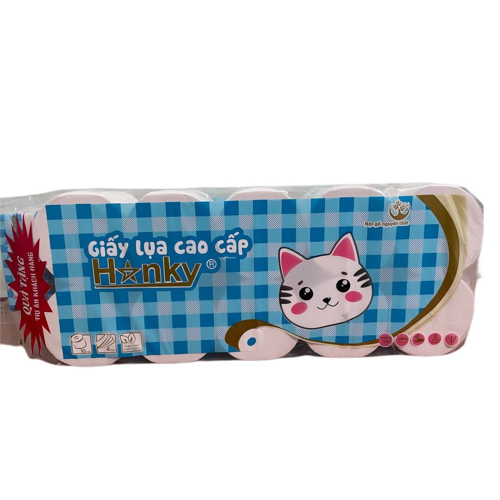  Giấy vệ sinh cuộn cao cấp HANKY 4 lớp siêu dai mềm mai,nguyên liệu nhập khẩu ,tiết kiệm hơn,có lõi và không lõi... 