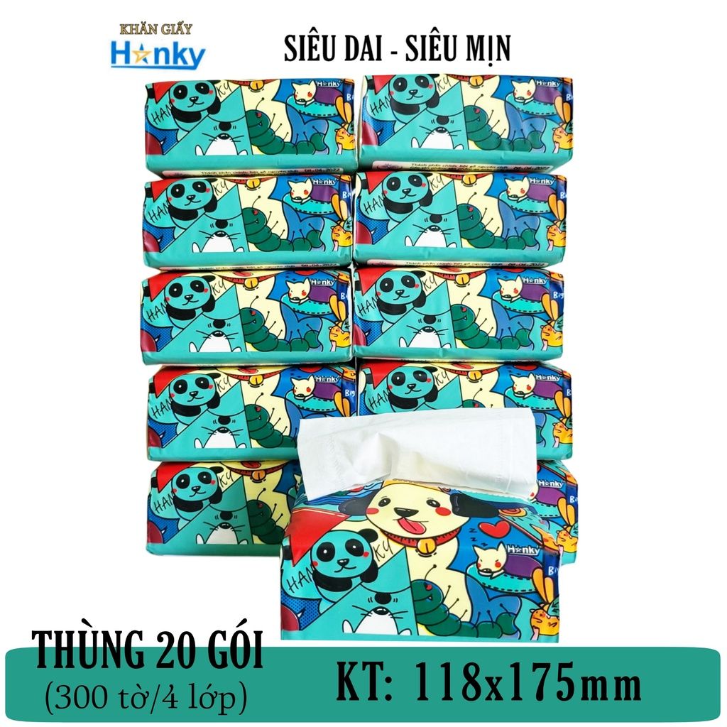  Giấy Ăn Gấu Trúc Hanky thùng 30 gói 4 lớp chính hãng cao cấp. 