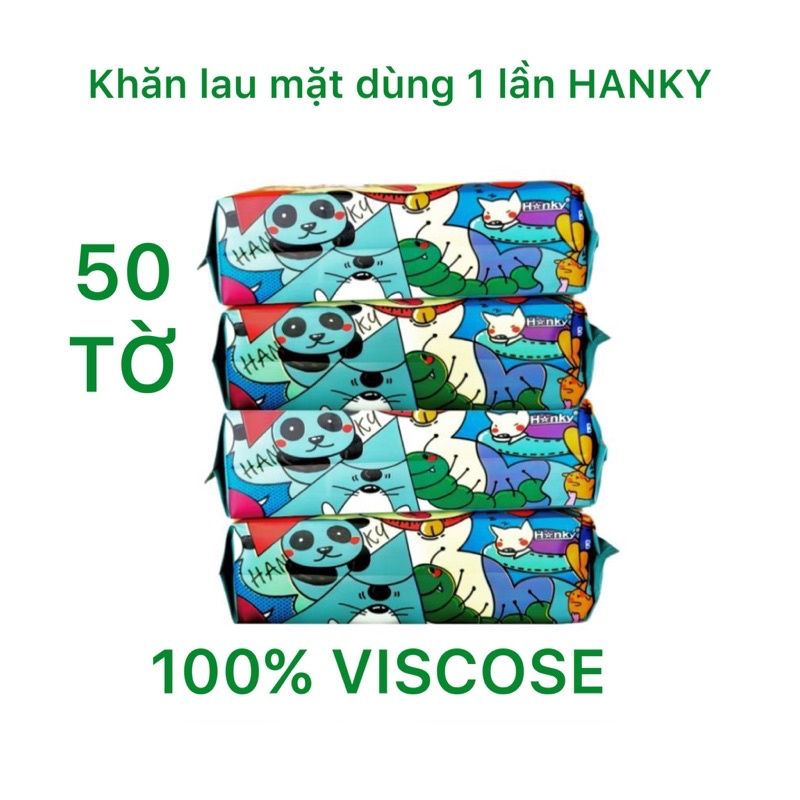  Khăn mặt khô HanKy đa năng dạng rút lau khô lau ướt,gói 50 tờ. 