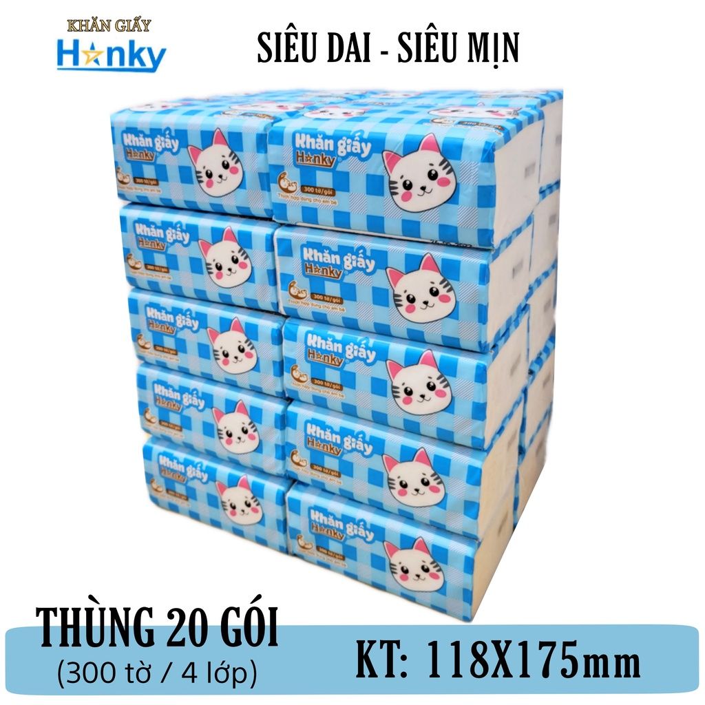  10 gói giấy ăn rút cao cấp HANKY mèo trắng 4 lớp siêu dai mềm mai ,nguyên liệu thiên nhiên.... 