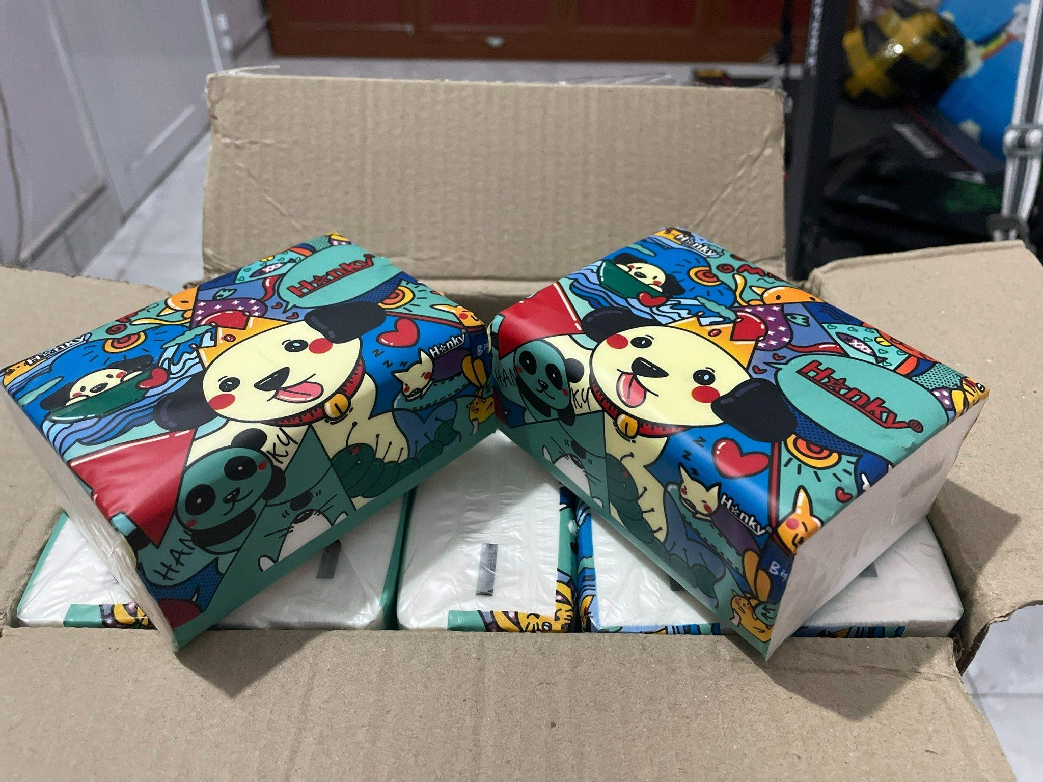 Giấy ăn rút gấu trúc HANKY 4 lớp cao cấp, thùng 30 gói,giấy trắng nguyên liệu nhập khẩu mềm dai hơn. 