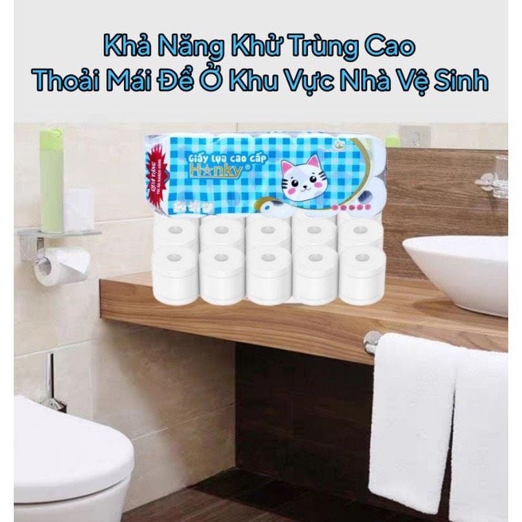  Giấy vệ sinh cao cấp HANKY,4 lớp,loại có lõi và không lõi tiện dụng tiết kiệm. 