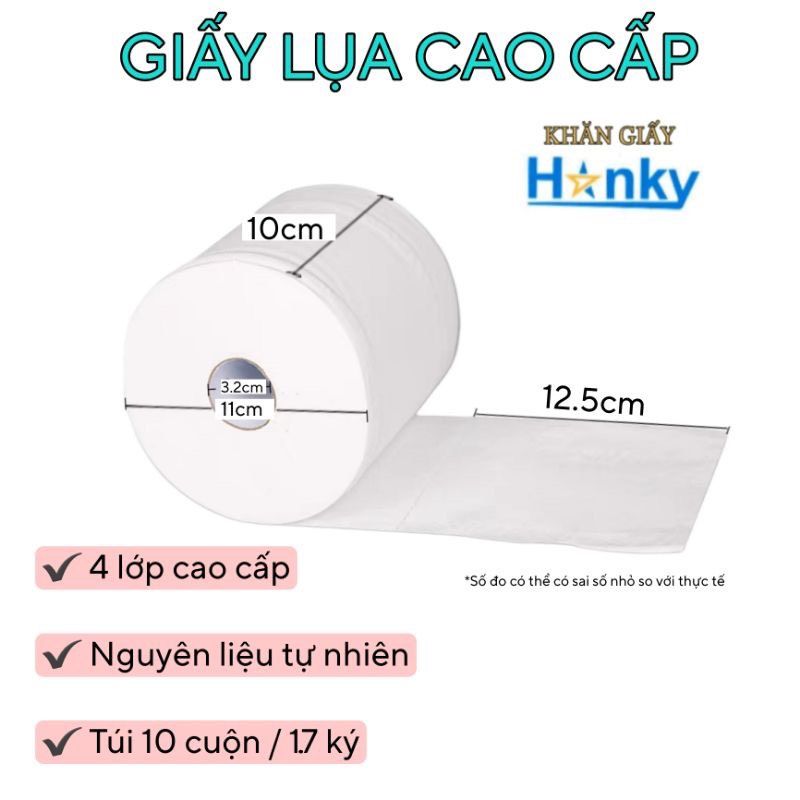  Giấy vệ sinh cao cấp HANKY,4 lớp,loại có lõi và không lõi tiện dụng tiết kiệm. 